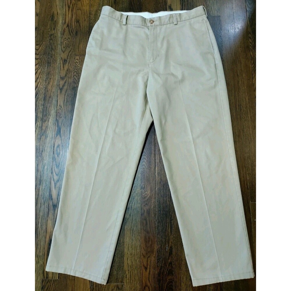 L.L. Bean Natural Fit Chino Pants Men's 36x32 100% Cotton Beige Tan Khaki Flat